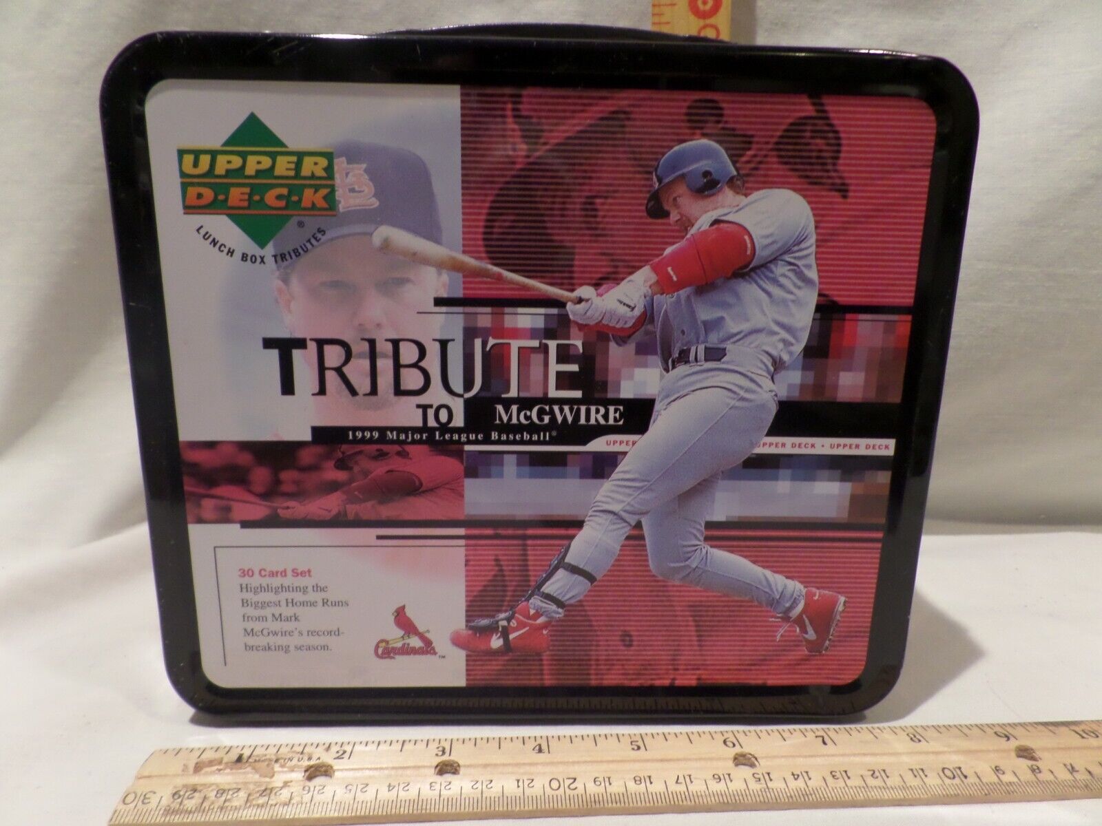 1999 UPPER DECK TRIBUTE TO MARK McGWIRE LUNCH BOX WITH 30-CARD SET FACTORY SEAL