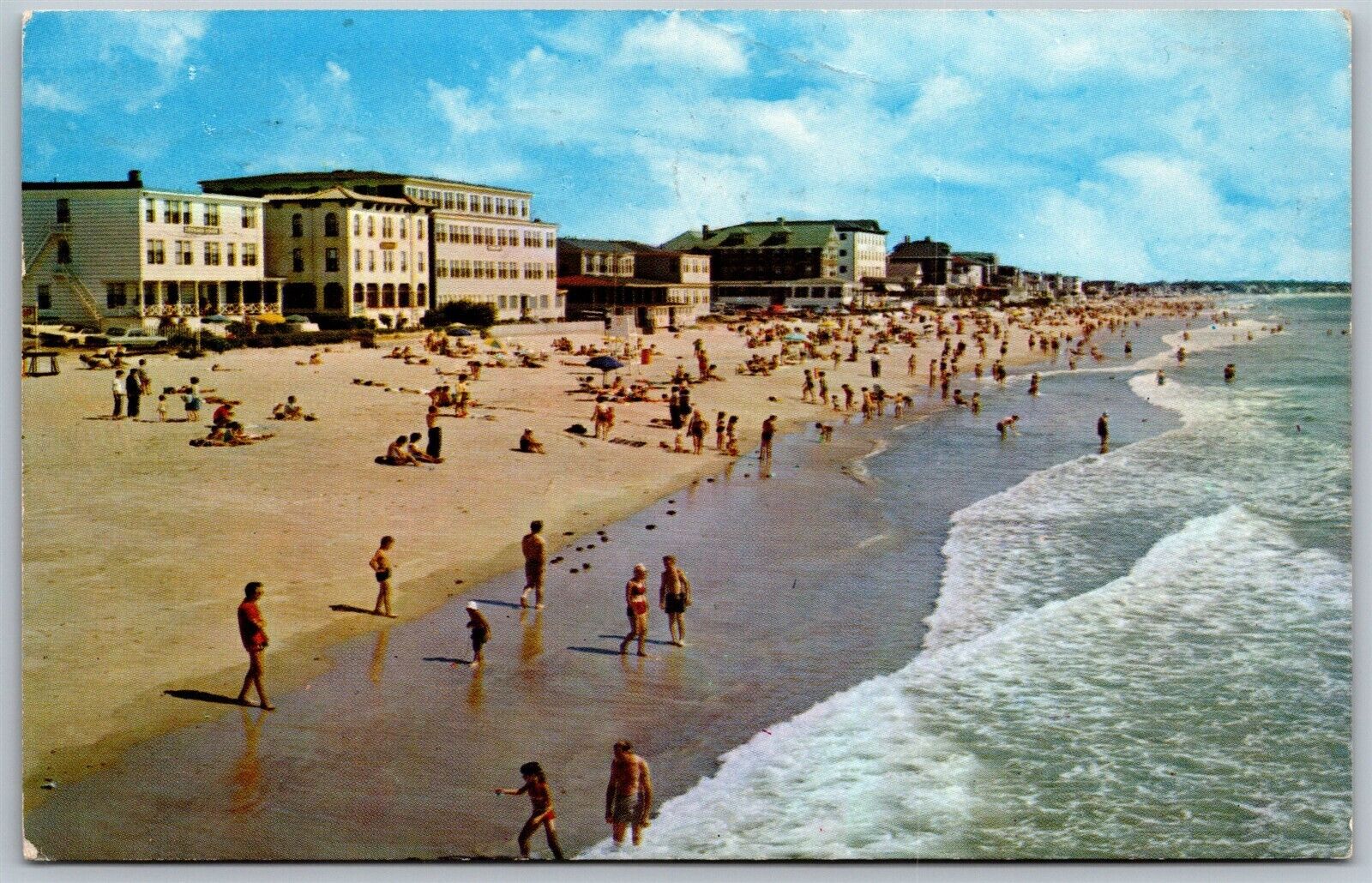 Vtg Old Orchard Beach Maine ME East Beach Hotels Bathers 1960s View Postcard