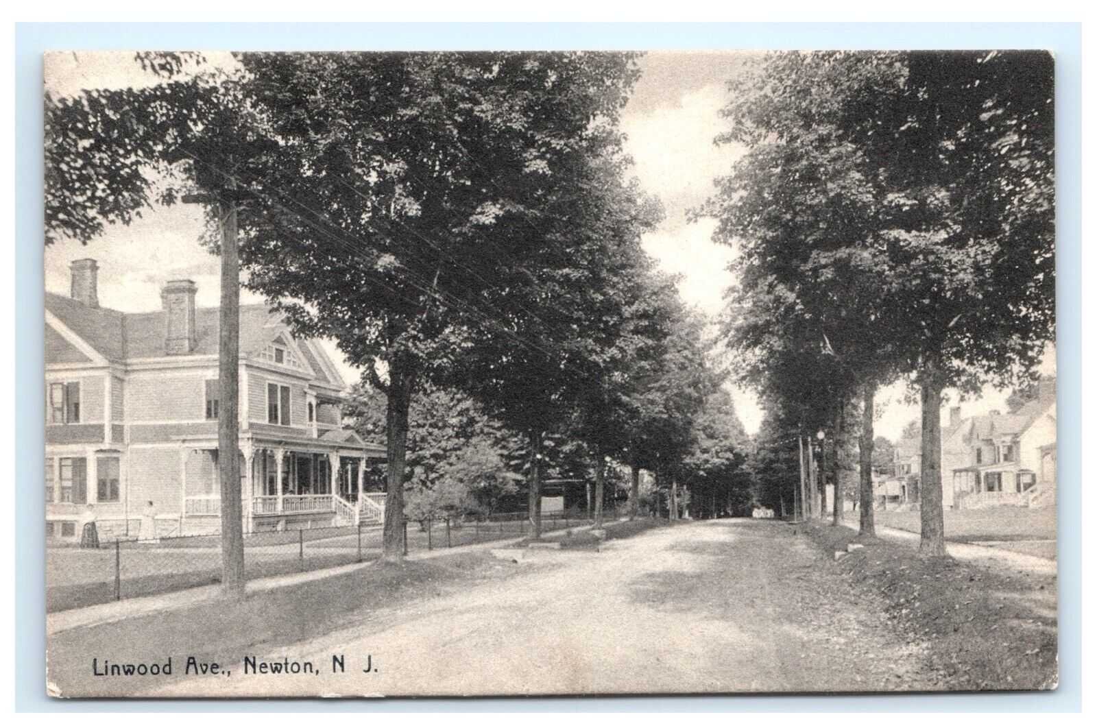 Linwood Avenue Ave Newton NJ New Jersey Postcard G3