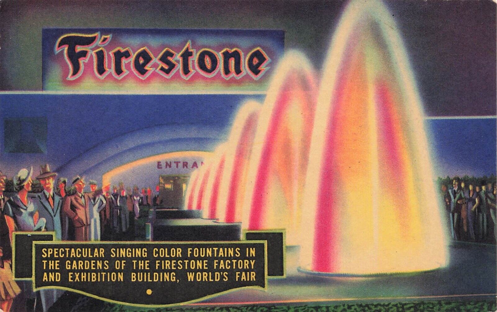 Postcard Chicago's 1934 World's Fair Postcard Firestone Color Singing Fountains