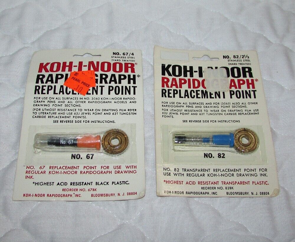 Vintage Koh-I-Noor Rapidograph Replacement Point Lot No. 82 & No. 67 NOS Sealed