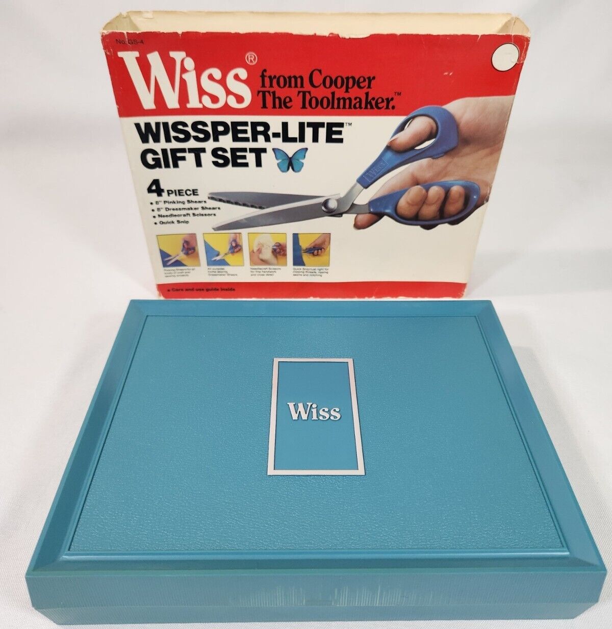 Wiss Wissper-Lite Vintage Blue Gift Box Set of 4 Scissors Set USA