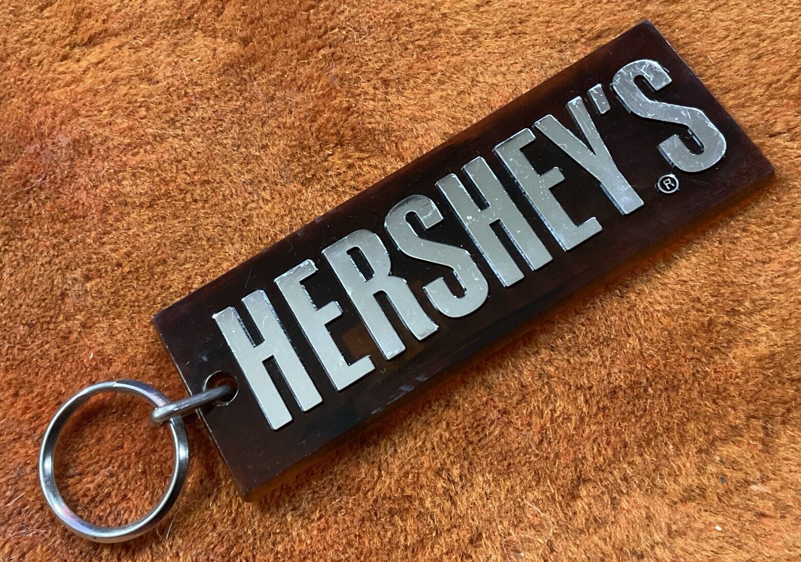 Vintage Advertising Hershey’s Bar Candy - Logo Acrylic Keychain Key Ring Rare