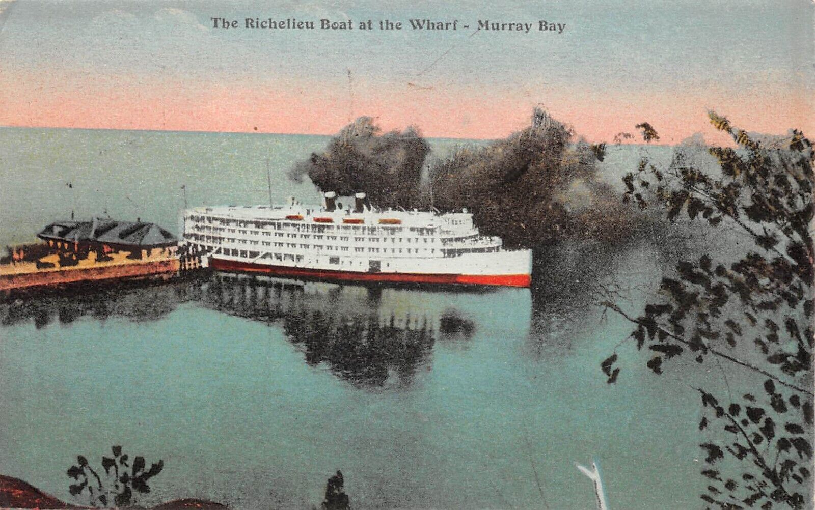 The Richelieu Boat at the Wharf Murray Bay Quebec Canada 1937 Postcard