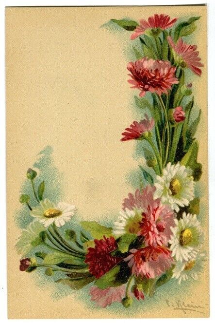 Vintage Postcard C. Klein Alphabet Letter J Signed Unposted Shaped w/ Flowers