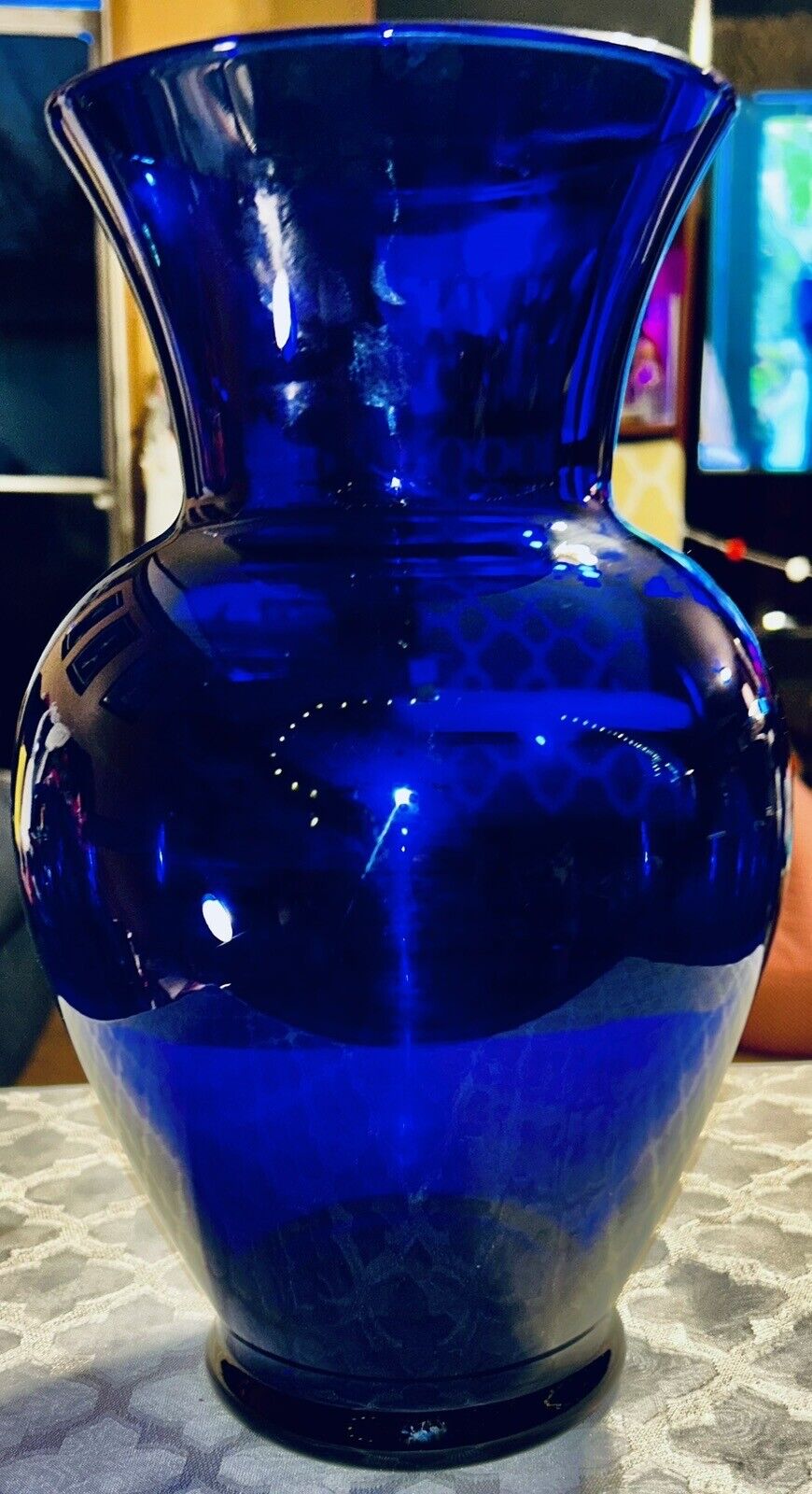 VINTAGE LARGE DEEP COBALT BLUE GORGEOUS TALL Vase
