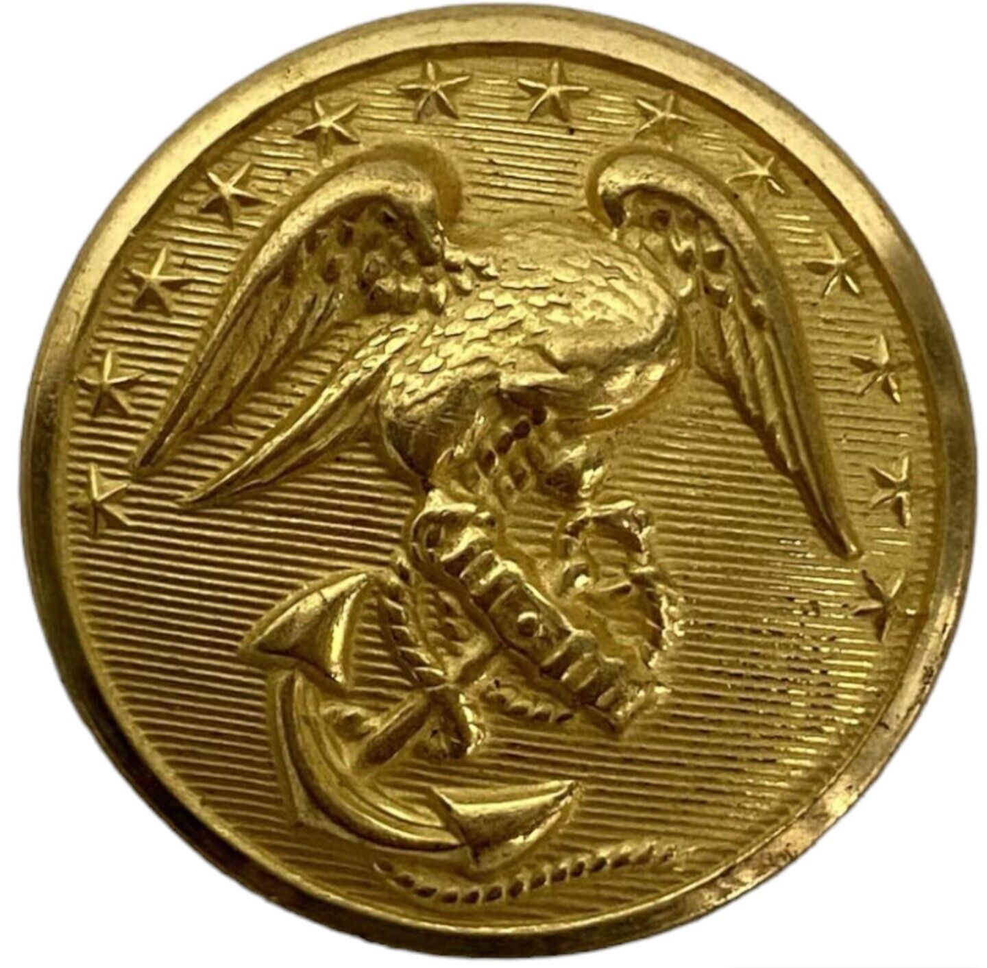 Vintage US Marine Eagle on Anchor 13 stars Waterbury Gold Tone Uniform Button
