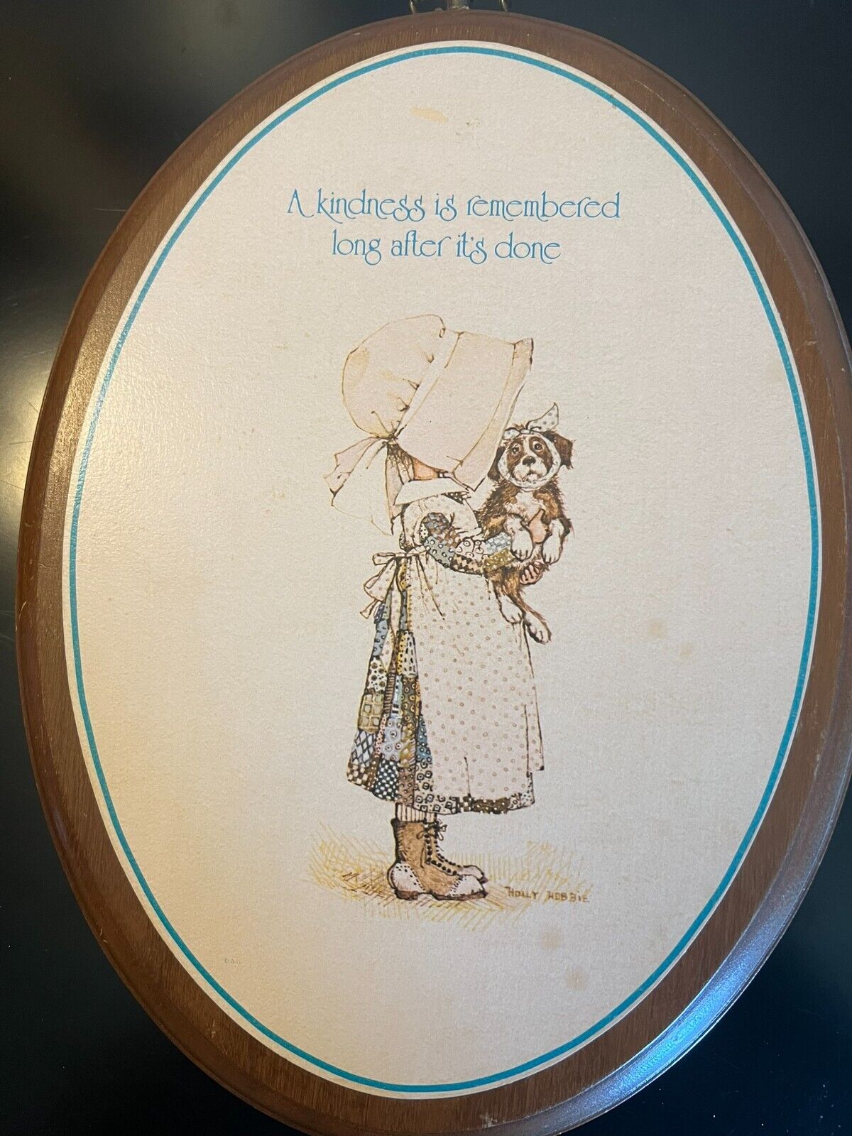 Vintage Holly Hobbie Picture Wooden Oval Kindness is Remembered 
