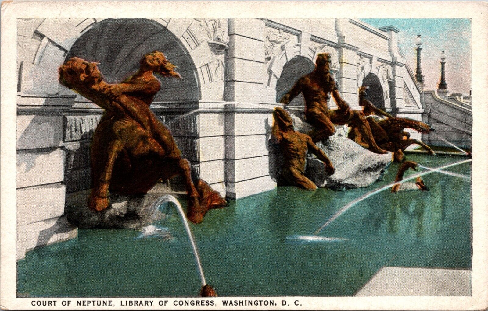Court Of Neptune Library Of Congress Washington DC Vintage Postcard L61