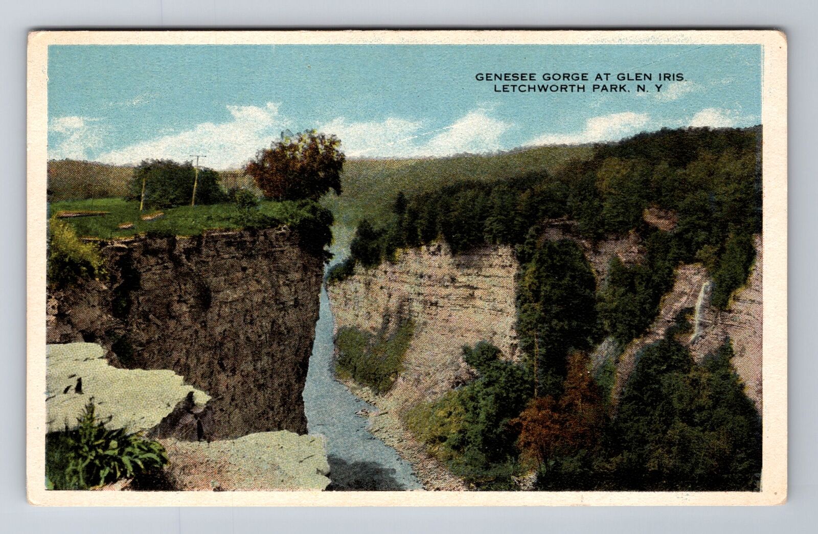 Letchworth Park NY-New York, Genesee Gorge At Glen Iris Vintage Postcard