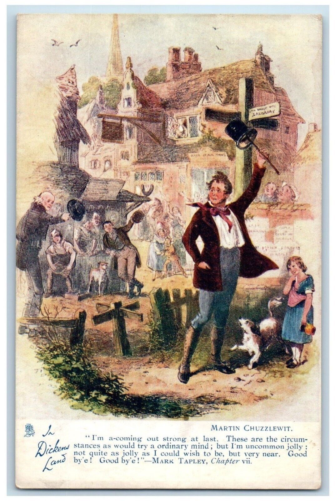 Dickens Land Martin Chuzzlewit Occasionally Presumption Oilette Tuck\'s Postcard