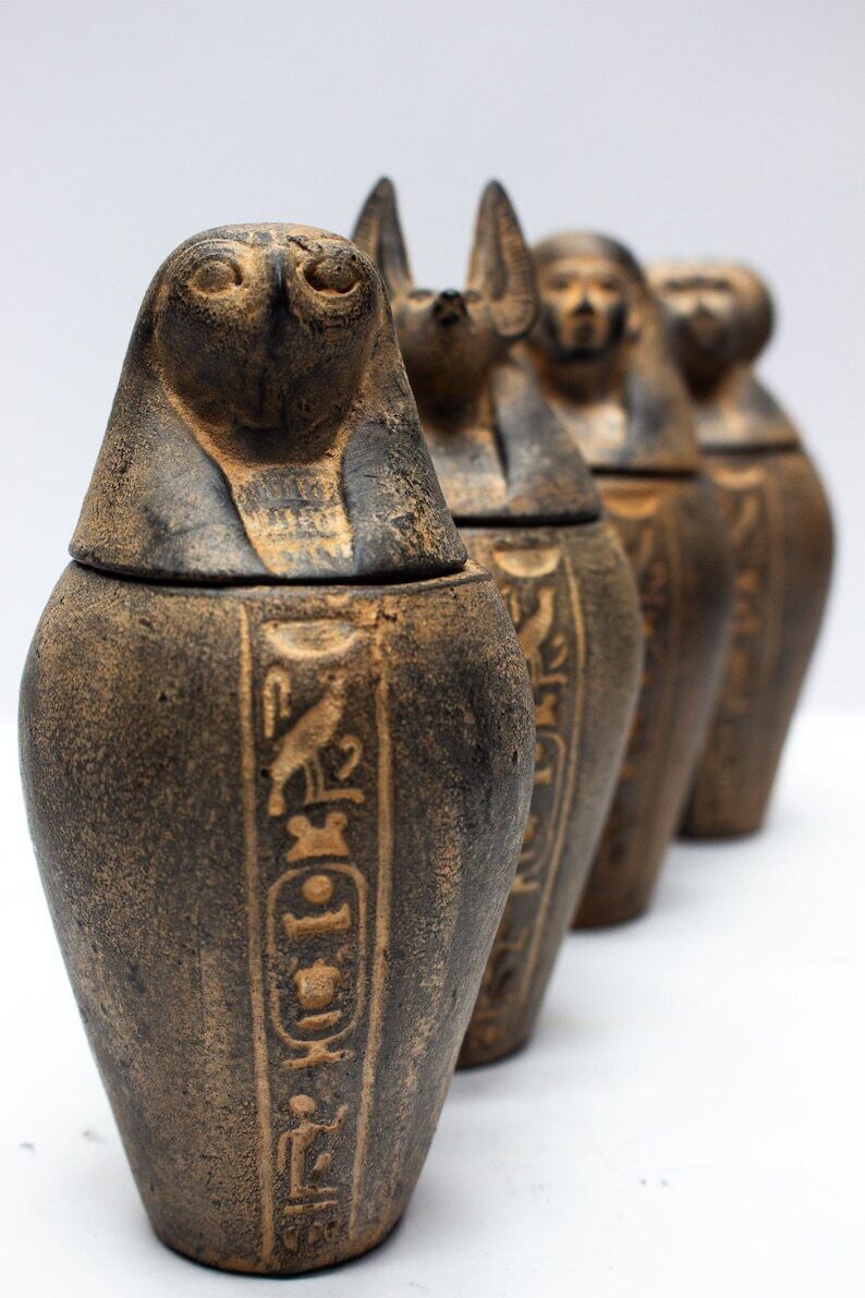 Beautiful Canopic jars - Egyptian jars - Handmade Canopic - Organs jars
