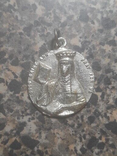 Vintage Catholic Good Saint Ann Silver Tone Religious Medal