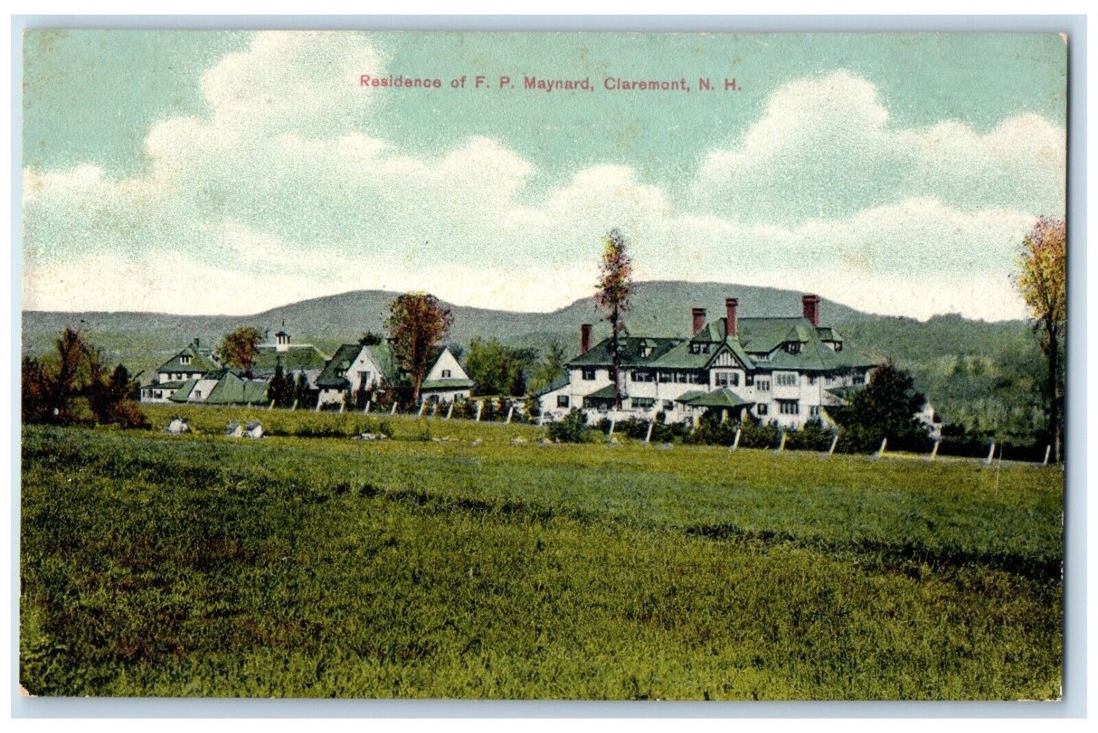c1910 Residence F.P. Maynard Exterior Houses Claremont New Hampshire NH Postcard