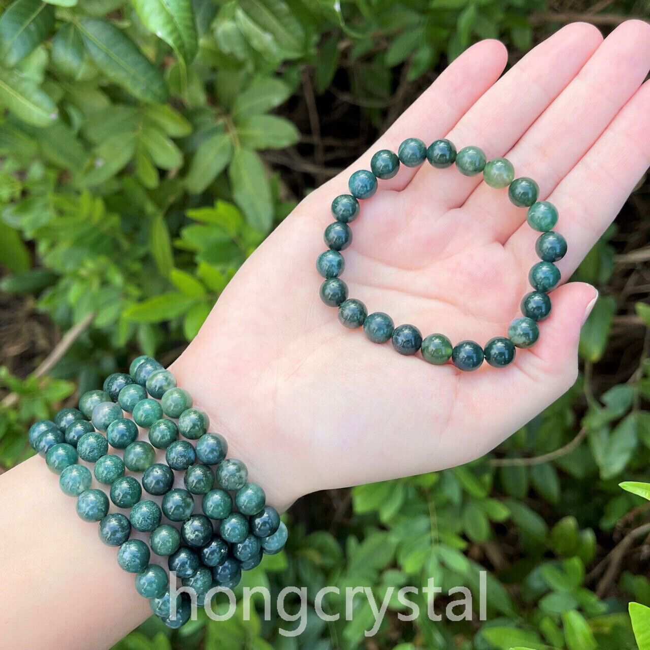 8mm Natural Ocean Grass Agate Quartz Bracelets Stretchy Gemstone Beads Healing 1