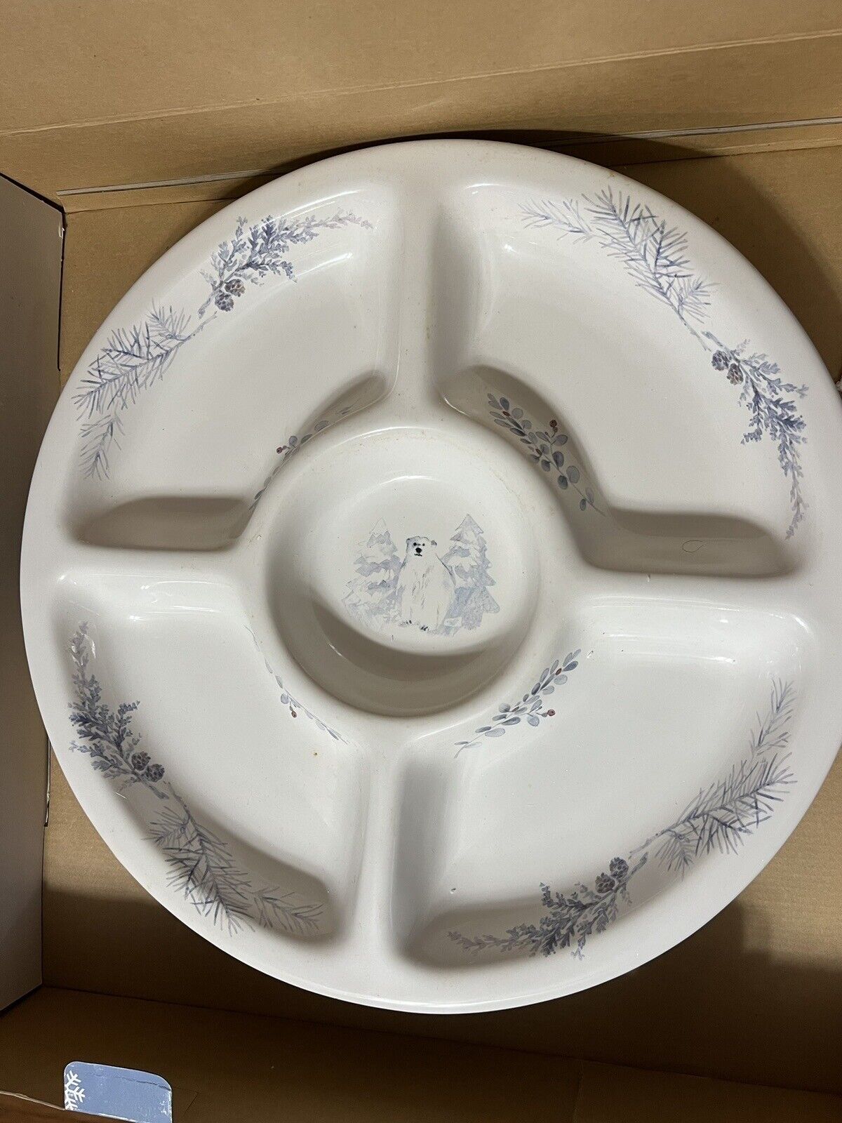 Christmas/Holiday Pfaltzgraff Winter Frost Five Section Round Appetizer Platter
