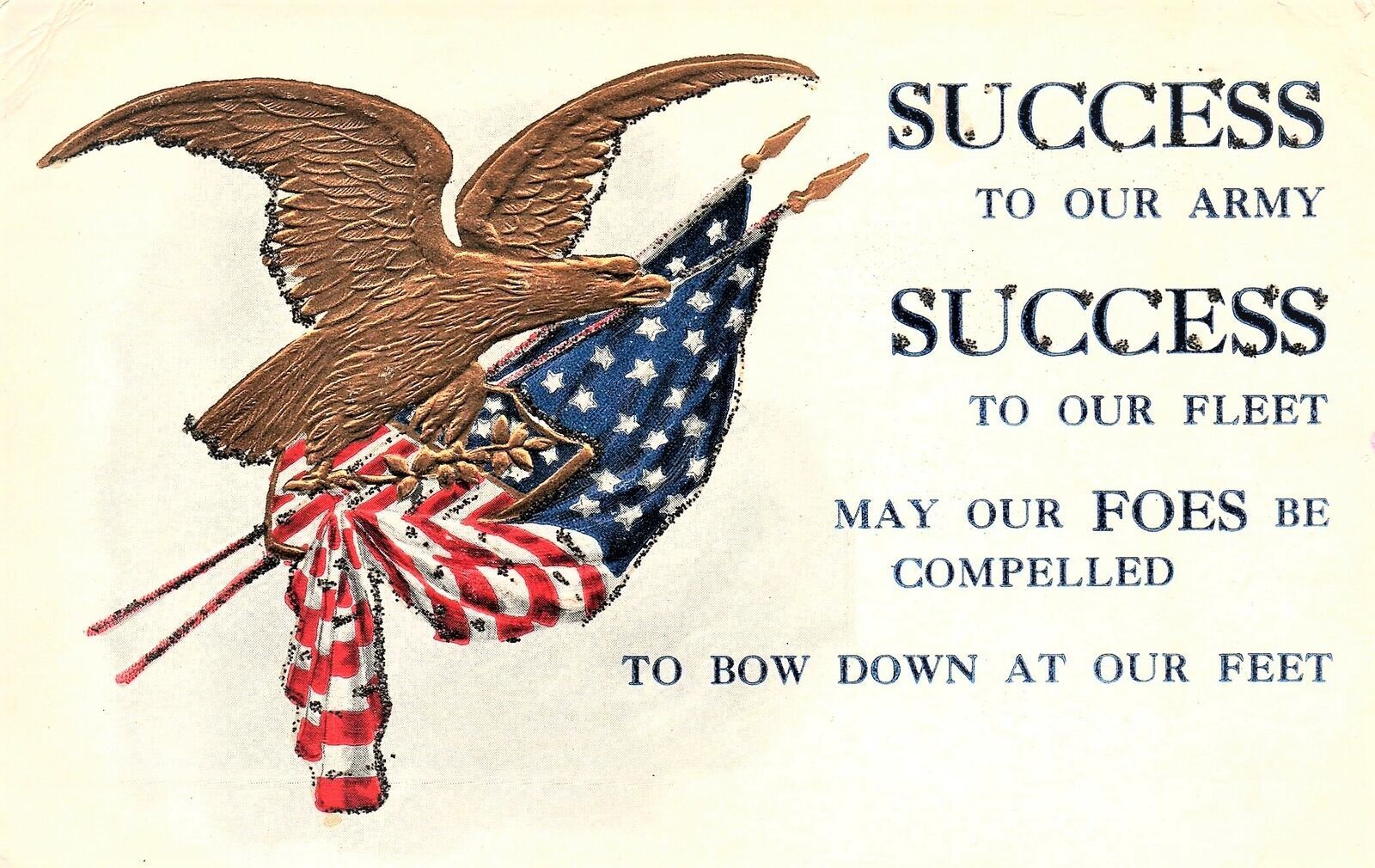 VINTAGE POSTCARD SUCCESS TO OUR ARMY SUCCESS TO OUR FLEET PATRIOTIC CARD 1914