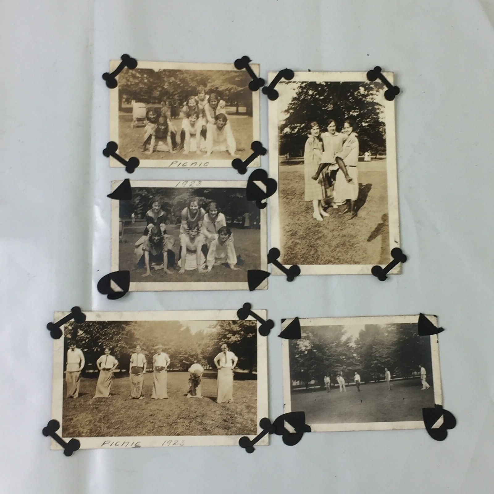 1923 Family Picnic Potato Sack Race Fun times Black & White Photographs