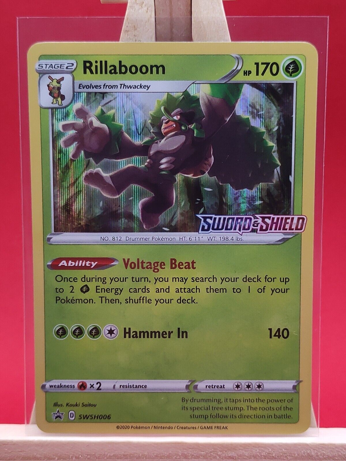 Rillaboom SWSH006 Sword & Shield Prerelease Holo Rare Promo Pokemon Card  * New 