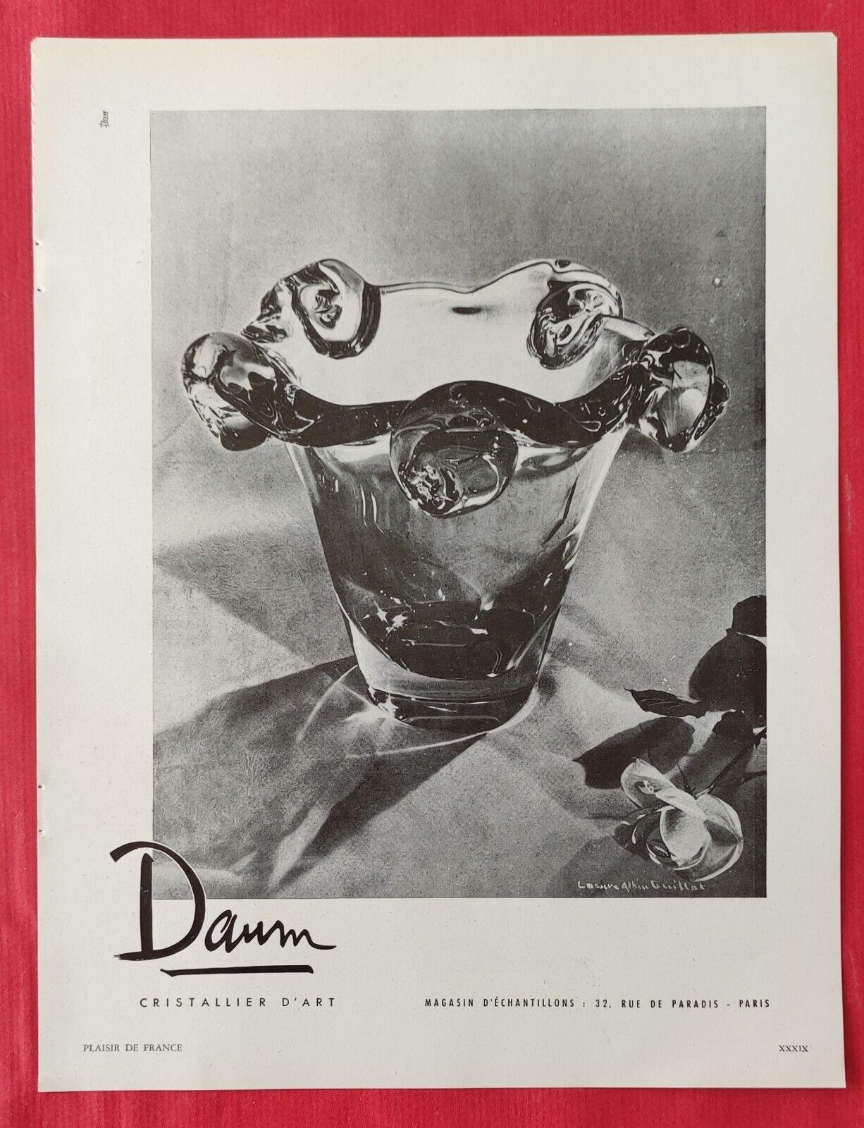 Press Advertisement: 1950 - Cristallerie d\'Art DAUM - CRITERIA Gilbert Pencil