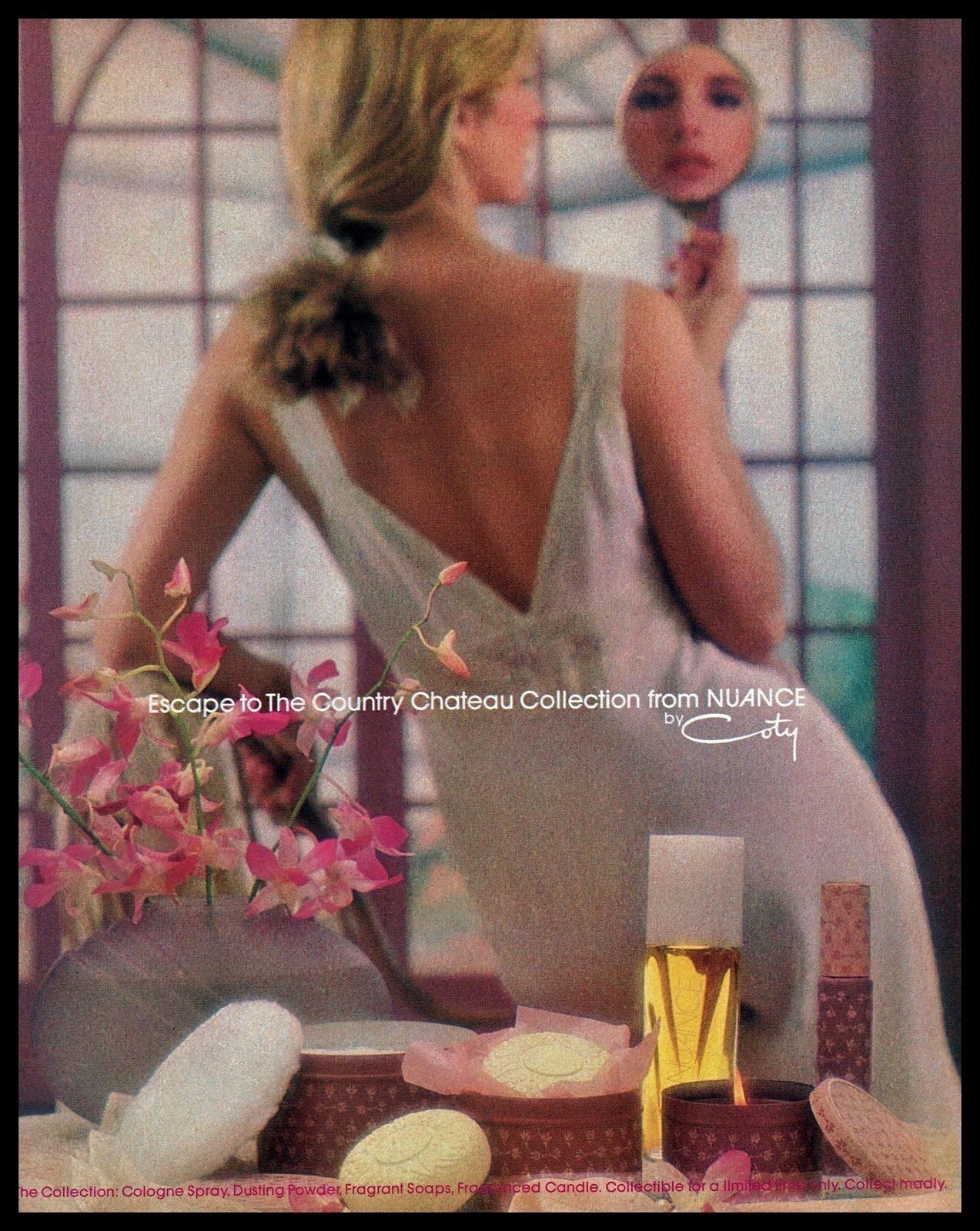 1983 Coty Nuance Perfume Vintage PRINT AD Country Chateau Collection Woman 1980s