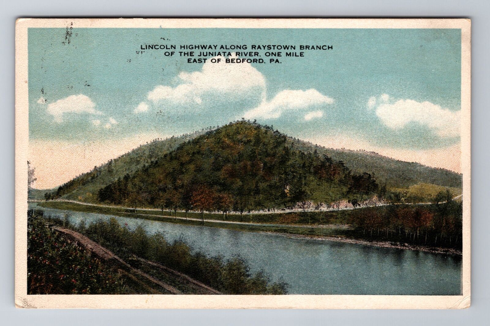 Bedford PA-Pennsylvania, Lincoln Hwy, Juniata River, Vintage Souvenir Postcard