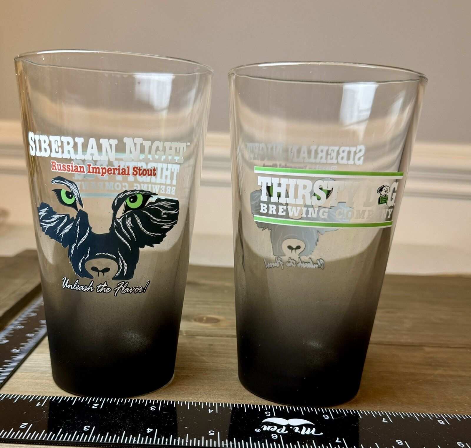 2 Thirsty Dog Brewing Siberian Night Russian Imperial Stout Beer Pint Glasses