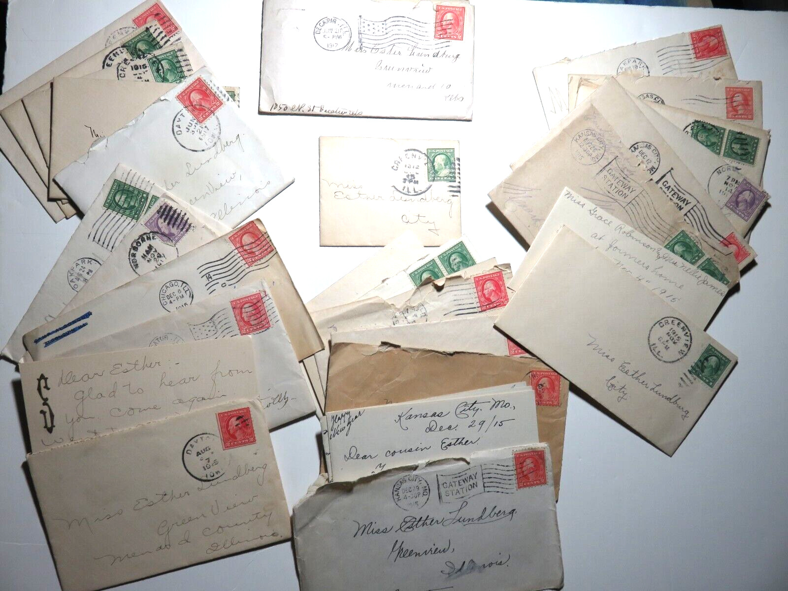 Twenty Eight 1912-17 Postmarks, Envelopes and Letters