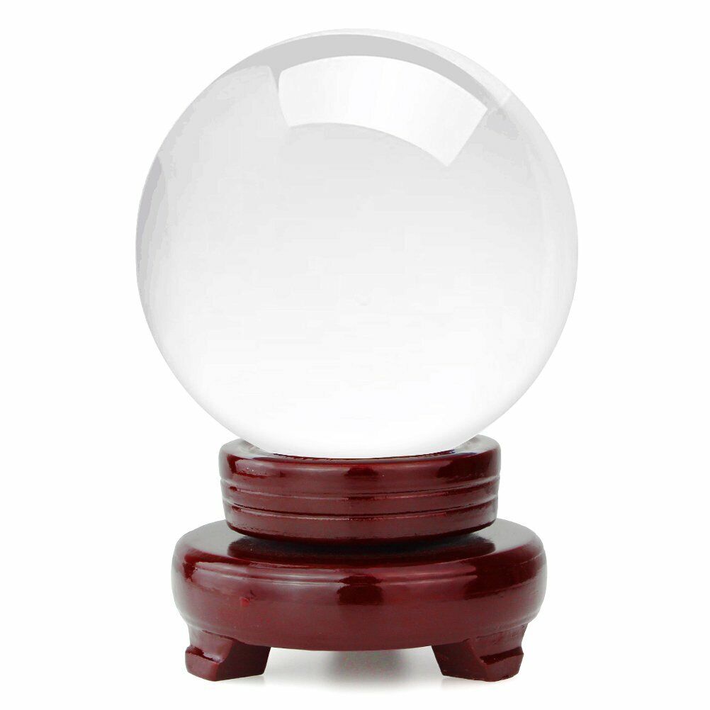 100mm K9 Crystal Glass Ball Magic Photographic Sphere Healing Lensball Stand Box