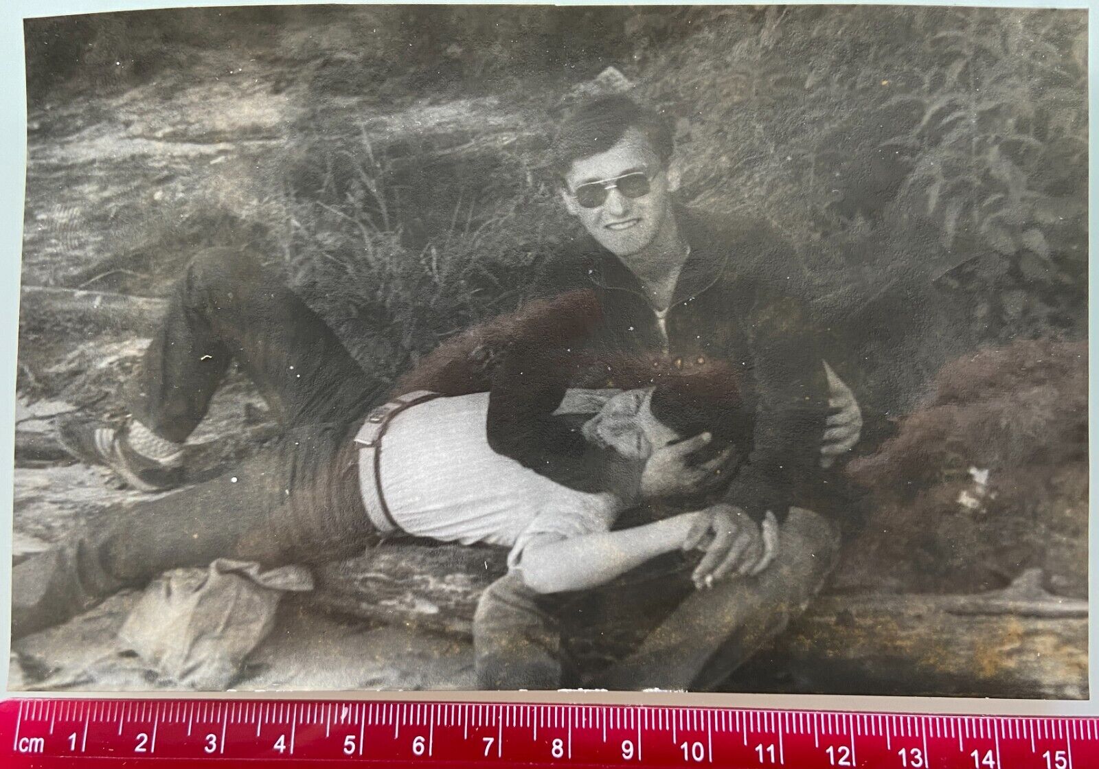 Affectionate Couple Men Hugging Handsome Young Guys Gay Interest Vintage Photo