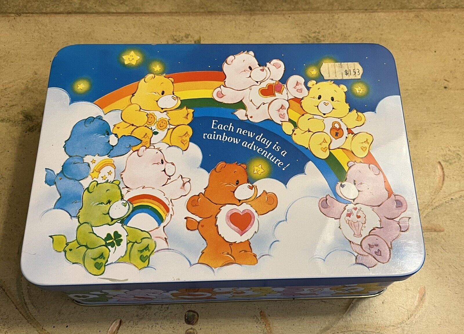 Vtg 1985 Care Bears A.G. Metal Tin Storage-Lunch Box-Hinged Lid-HTF-Collectable