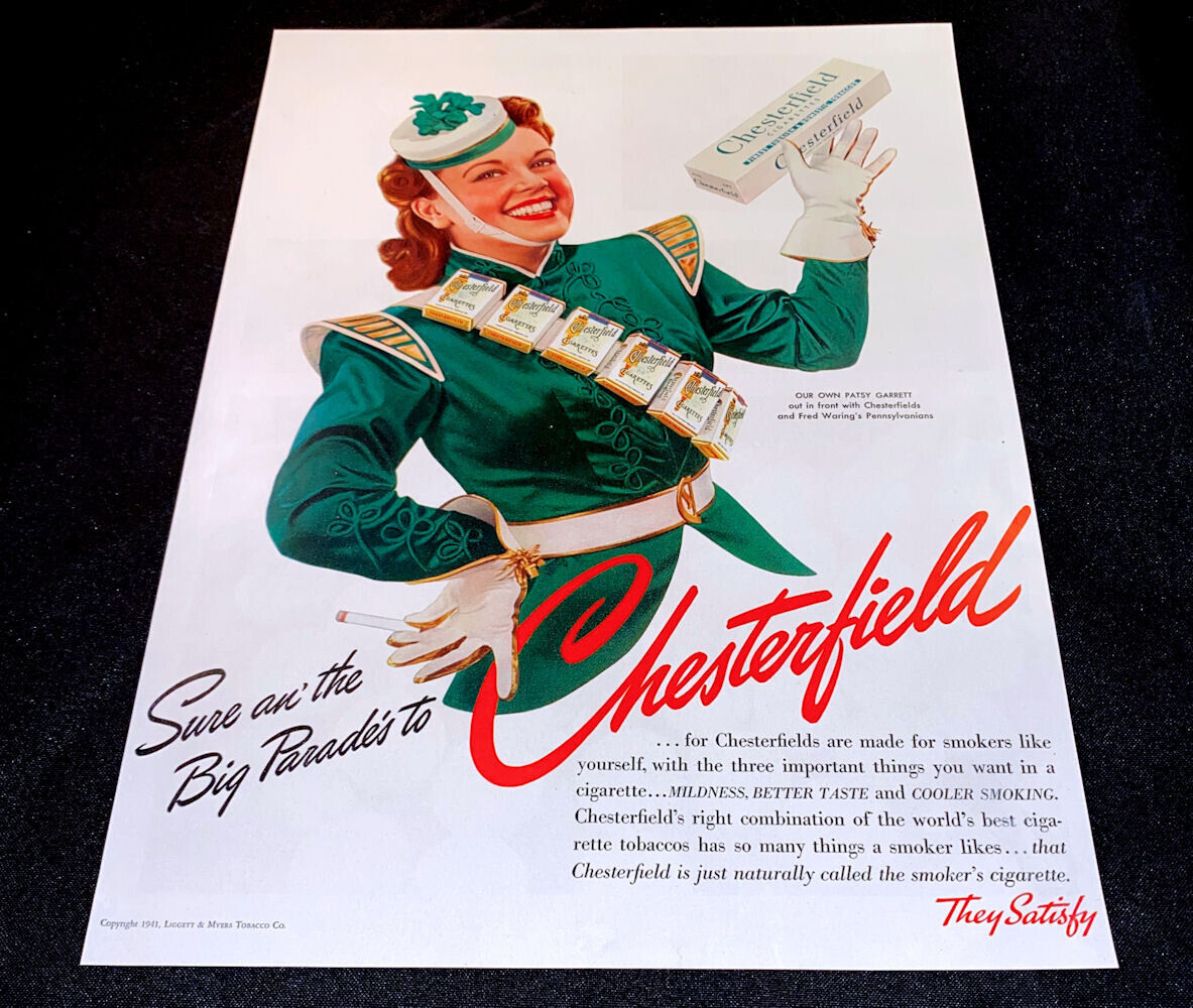 1941 Chesterfield Cigarettes Large Print Advertisement Full Color Tobacco