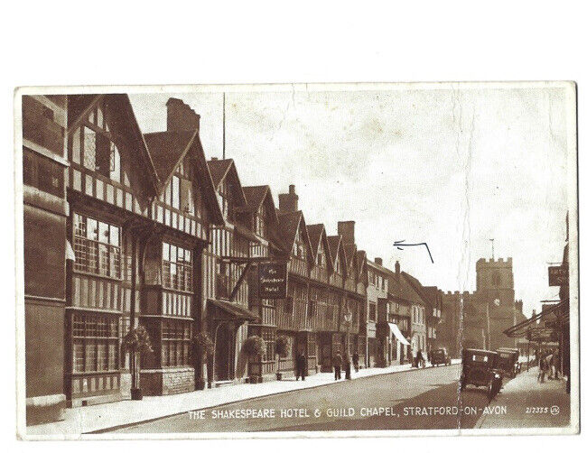 c1940s The Shakespeare Hotel Guild Chapel Stratford RPPC Real Photo Postcard