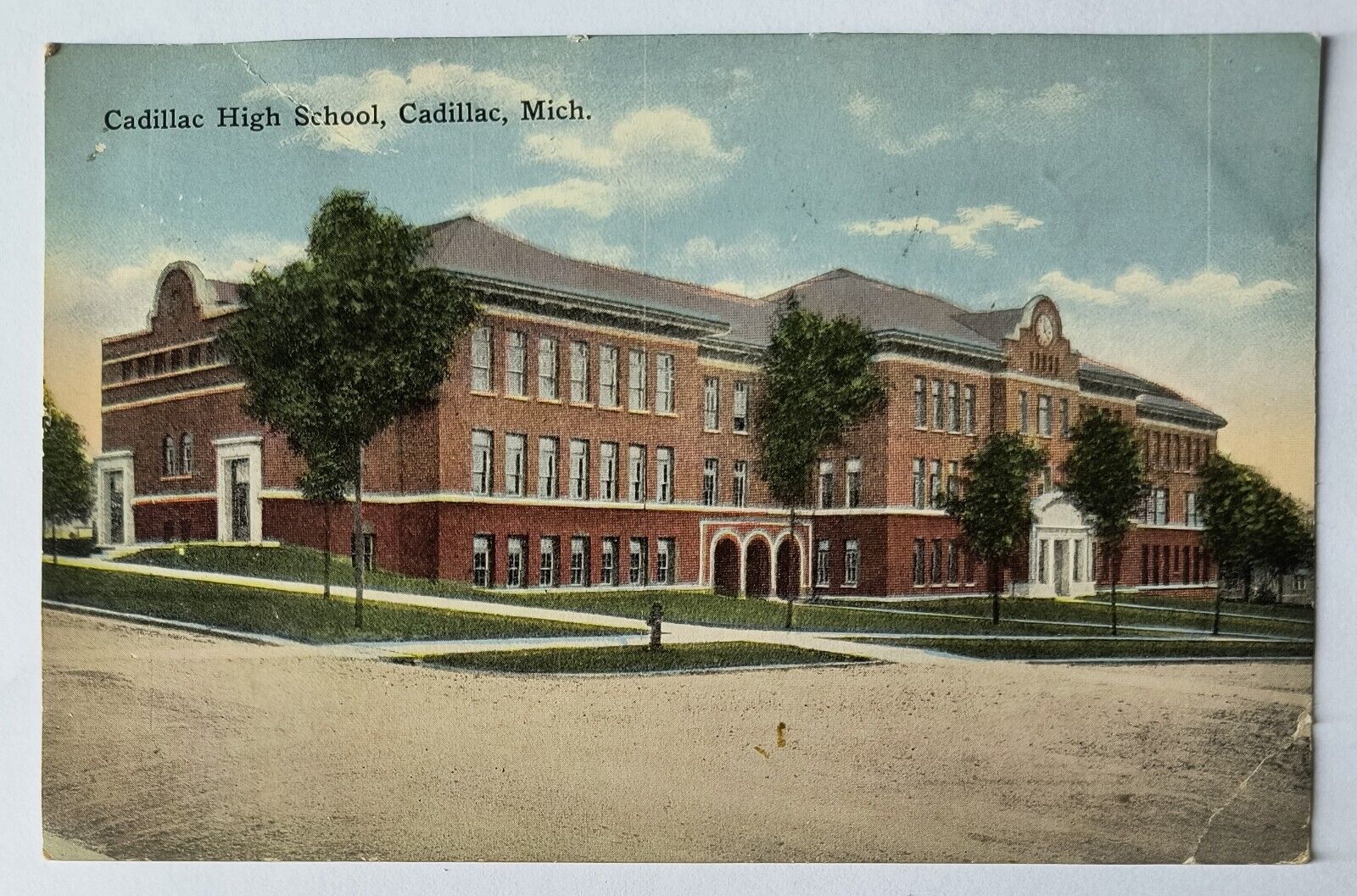 Cadillac MI Michigan High School Vintage 1915 Postcard L7