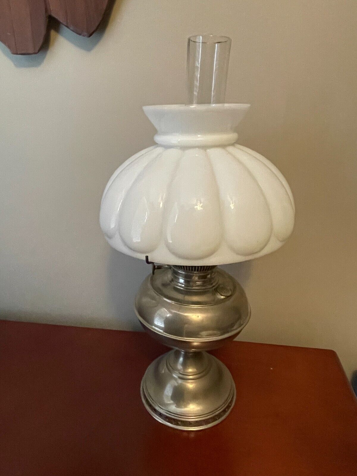 Antique B&H Center Draft Oil Lamp with Glass Shade