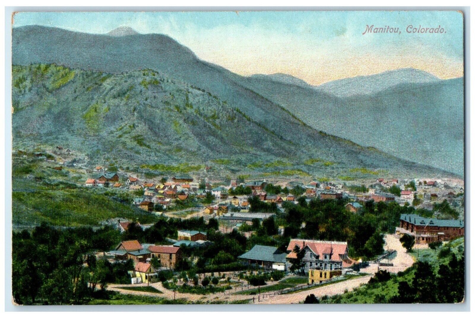 1909 Bird\'s Eye View Of Manitou Colorado CO Holdrege Nebraska NE Posted Postcard