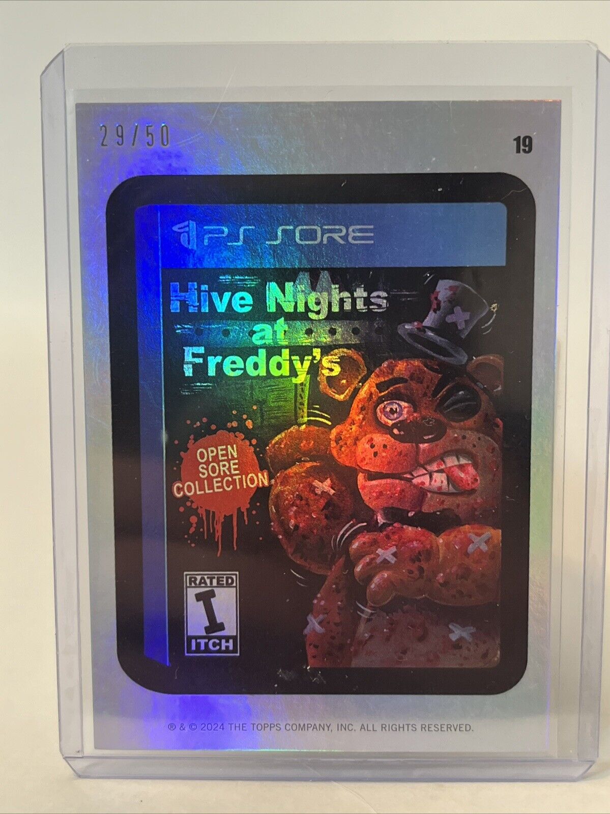 2024 Wacky Packages Foil Card #19 Hive Nights At Freddy’s Fnaf Numbered 29/50