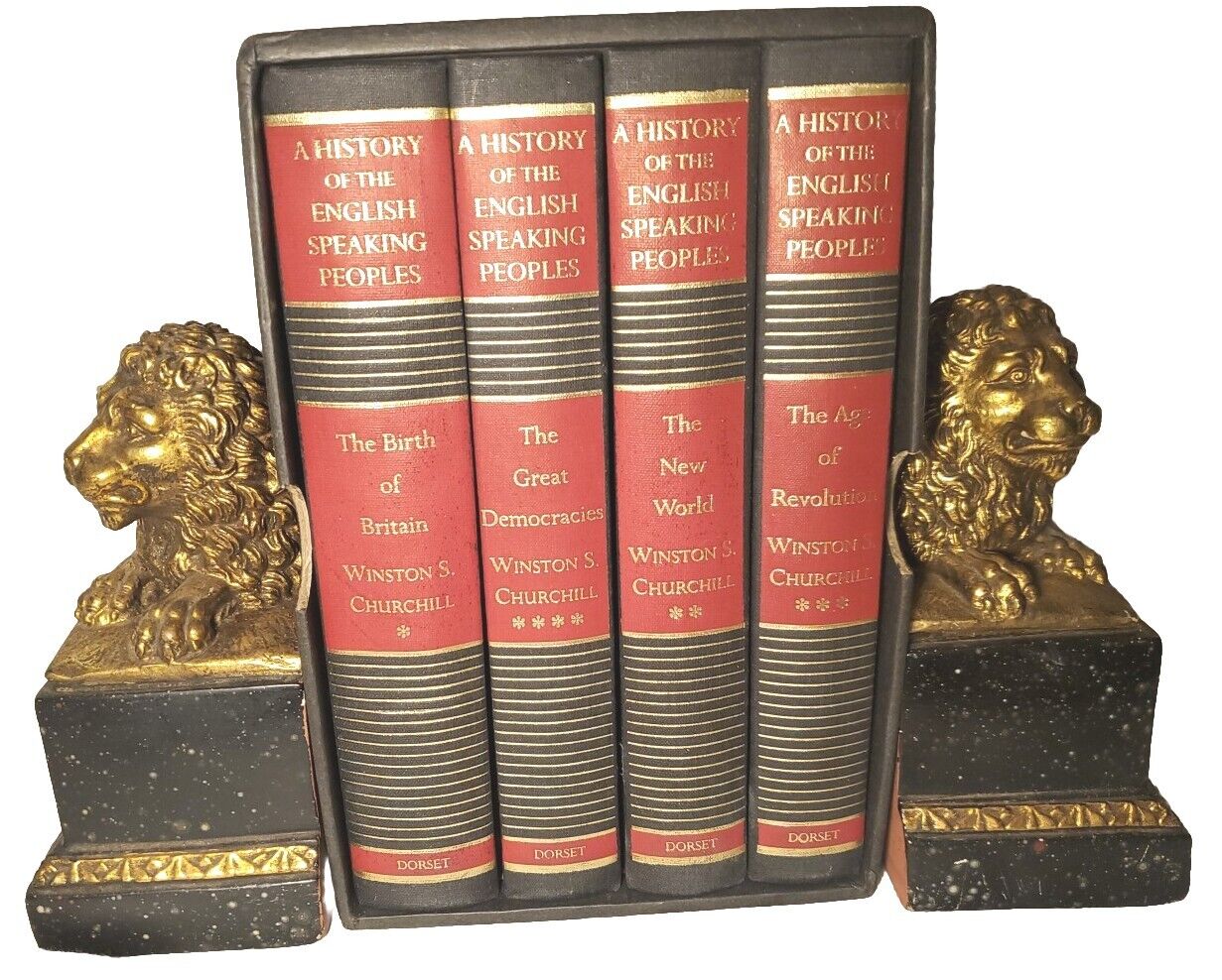 Rare Pair Vintage BORGHESE Golden Lions Bookends Vtg - NICE