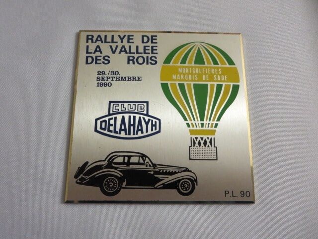 1990 Club Delahaye Rallye de la Vallee des Rois Car Club Rally Badge Emblem 