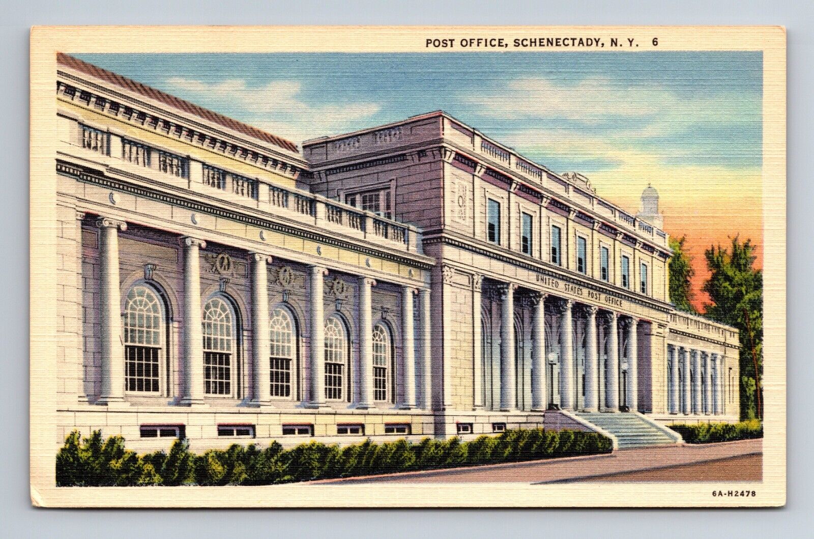 Schenectady New York Post Office NY Linen Postcard