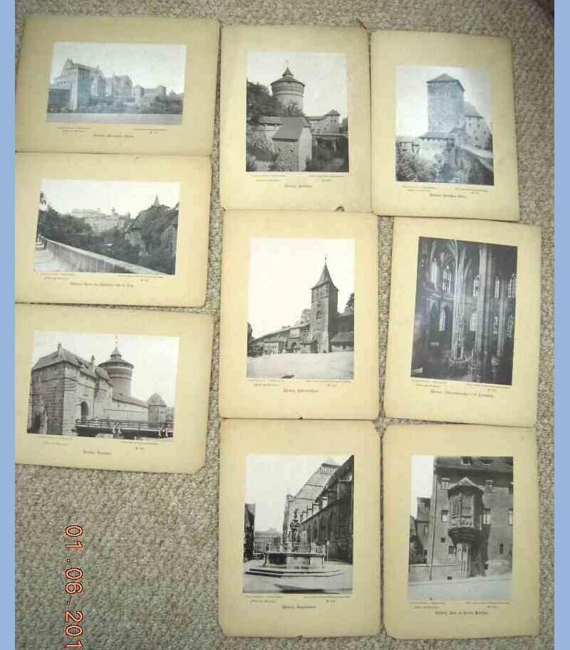 LOT 1891 antique 9pc ALBUMEN PHOTOGRAPHS GERMAN BLDGS ~NURNBERG