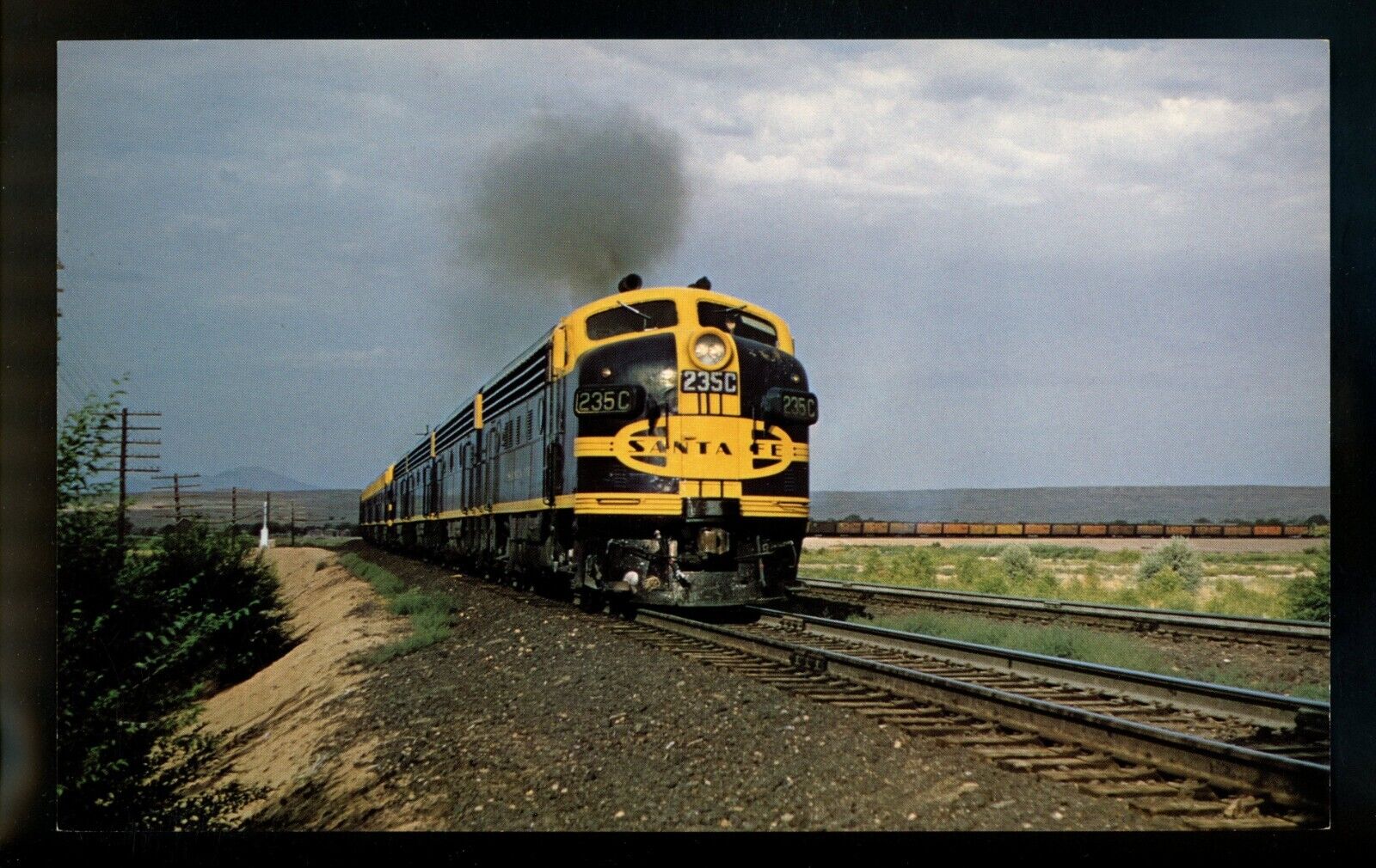Oversized Train Railroad postcard Vanishing Vistas JT-2342 AT & Santa Fe Rail NJ