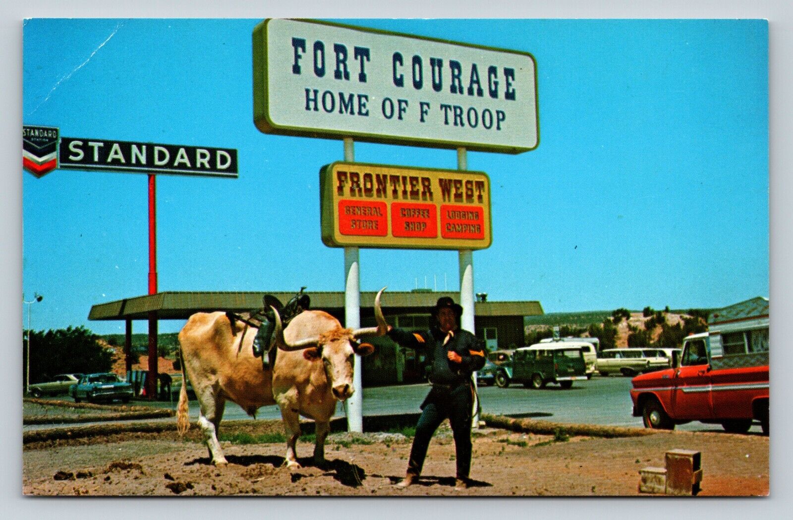 Fort Courage Home of F Troop Old Cars Now In Ruins VINTAGE Postcard