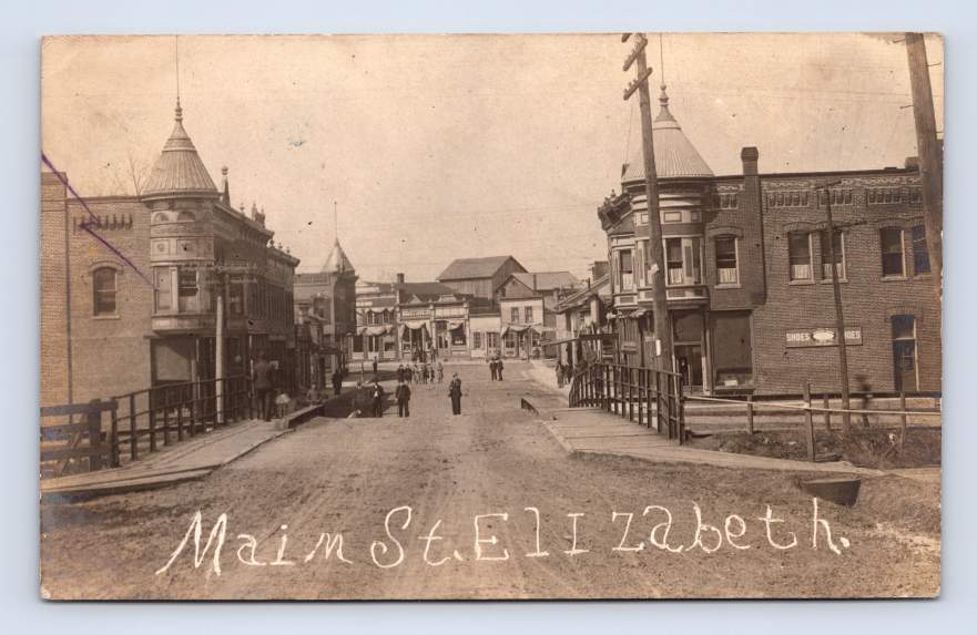 Amazing Main Street Photo ELIZABETH Illinois RPPC Jo Daviess County 1908