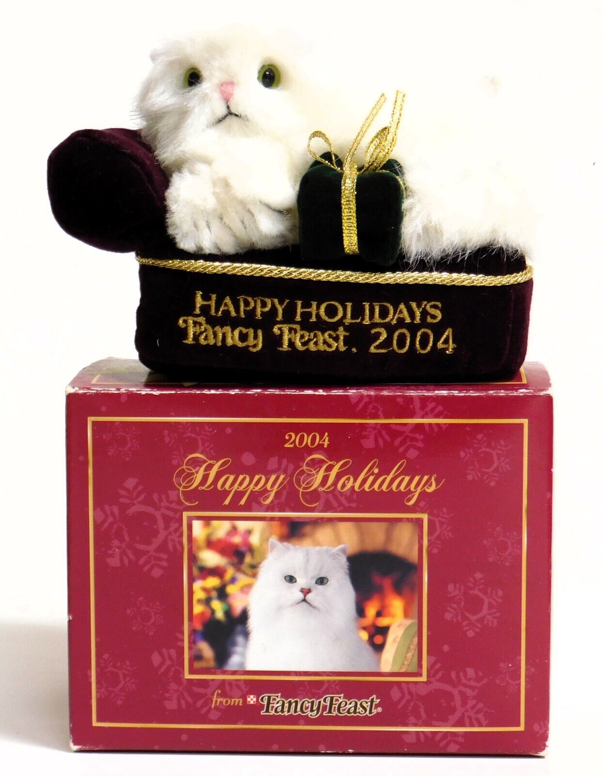 Vintage 2004 Fancy Feast Happy Holidays Cat Ornament - New in Box - NIB