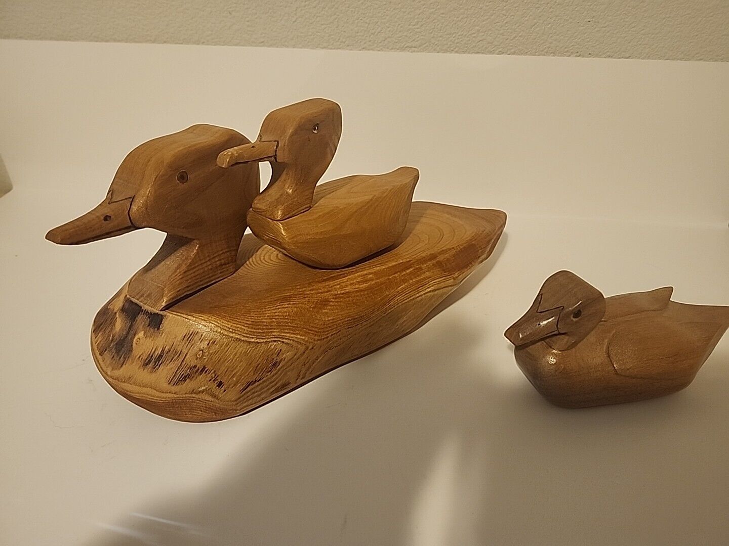Handcrafted Signed Wooden Ducks By Morgan Of Oregon