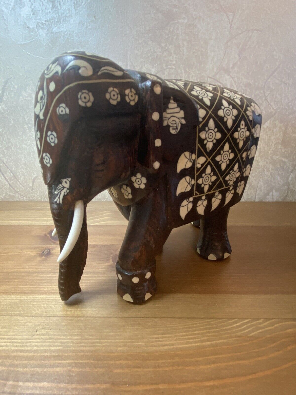 19th Century Anglo-Indian Carved Rosewood and Inlaid Elephant