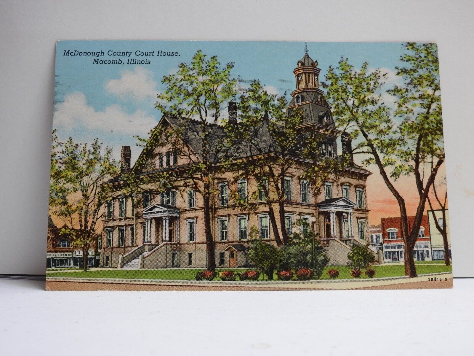 McDonough County Court House Macomb, IL Postcard Posted 1957 B454
