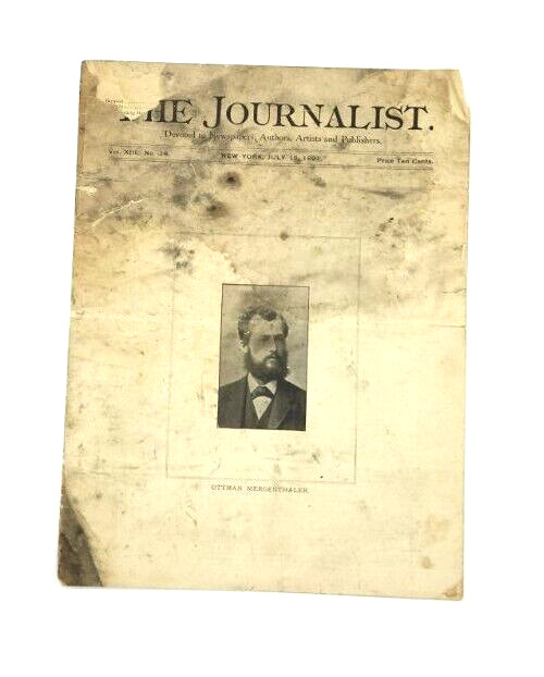 Antique Newspaper Magazine The Journalist July 1891