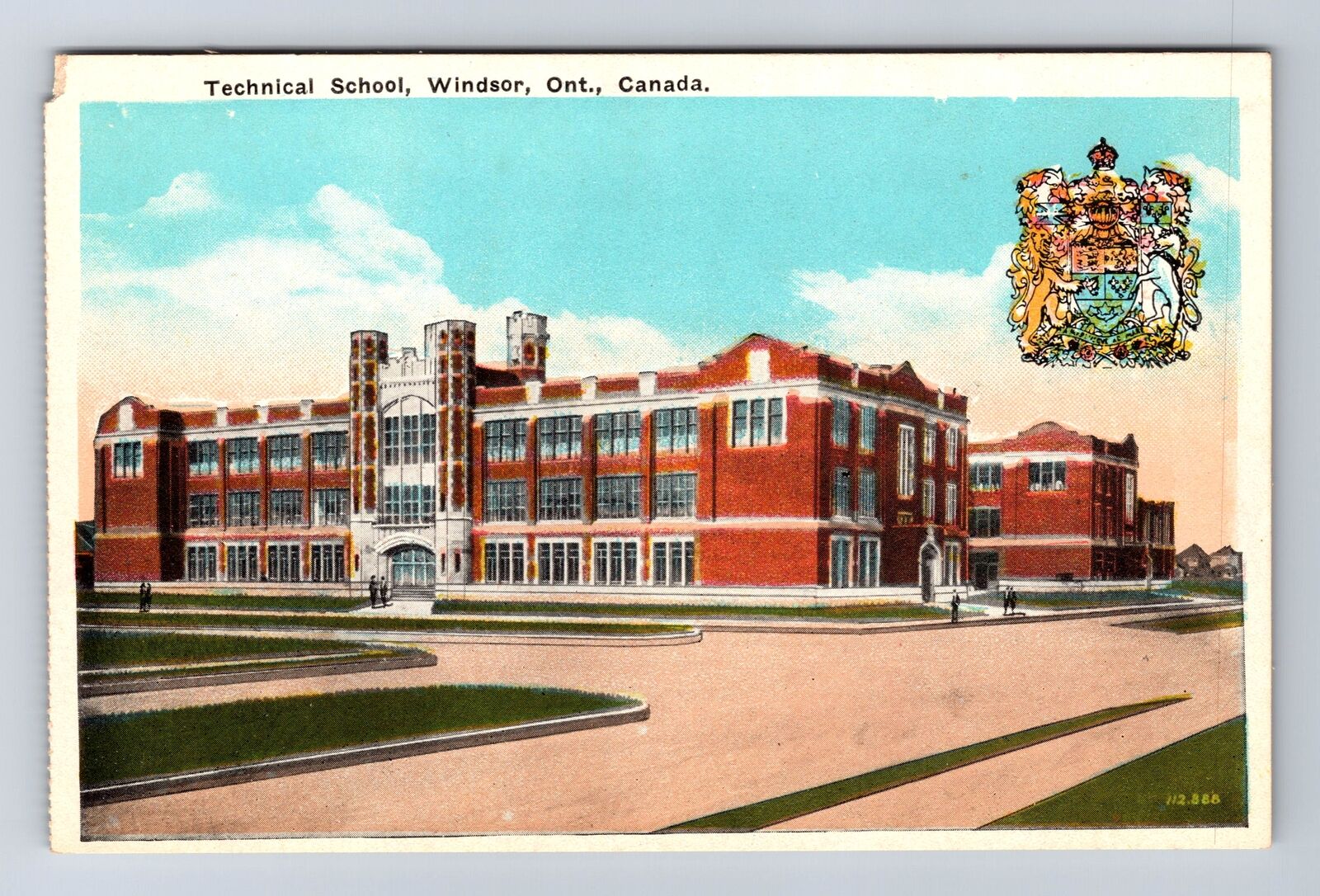 Windsor ON-Ontario Canada, Technical School, Vintage Postcard